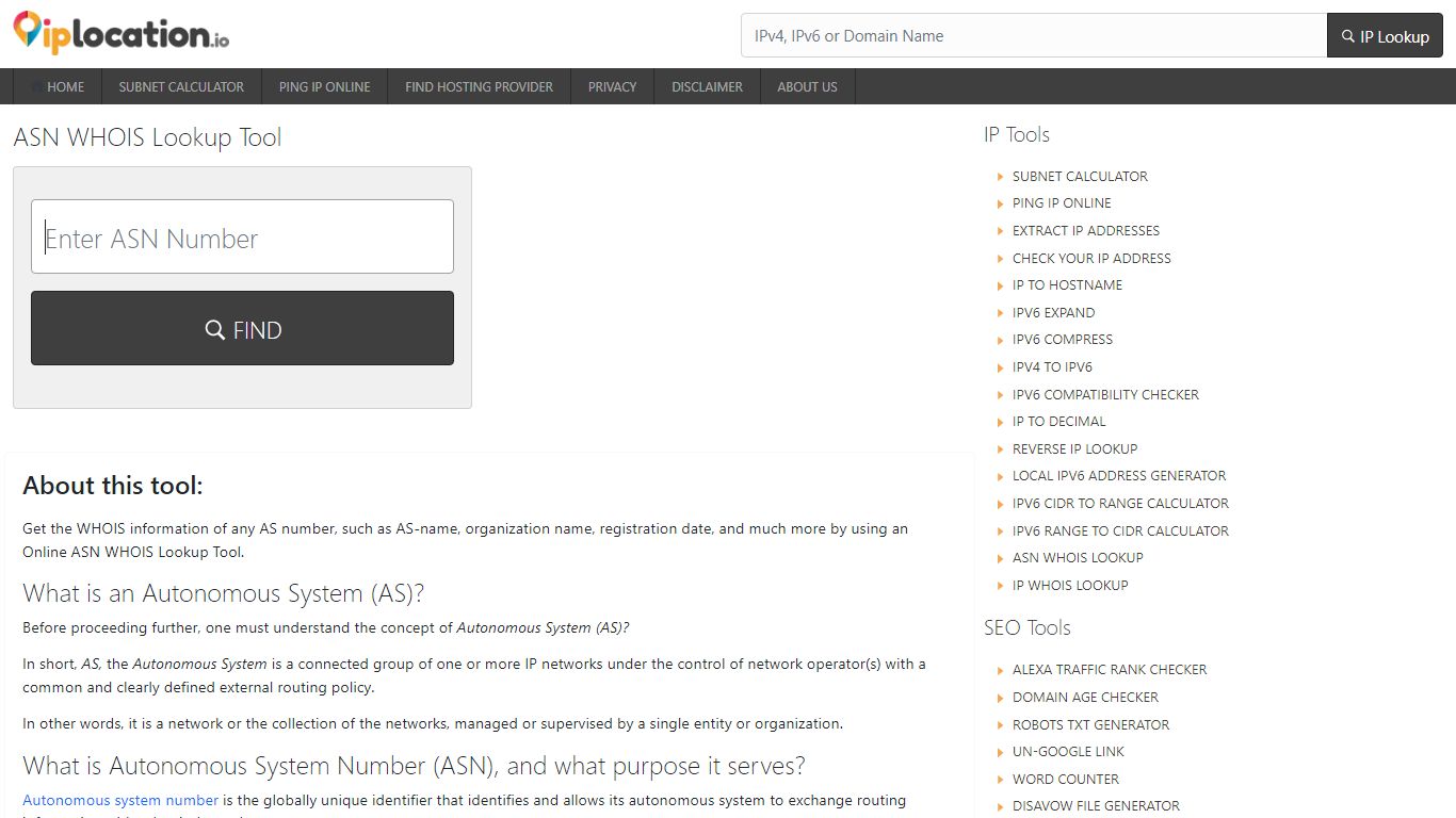 ASN Lookup - Check AS WHOIS - IPLocation