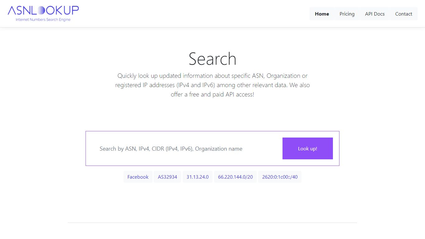 ASN Lookup - Internet Numbers Search Engine