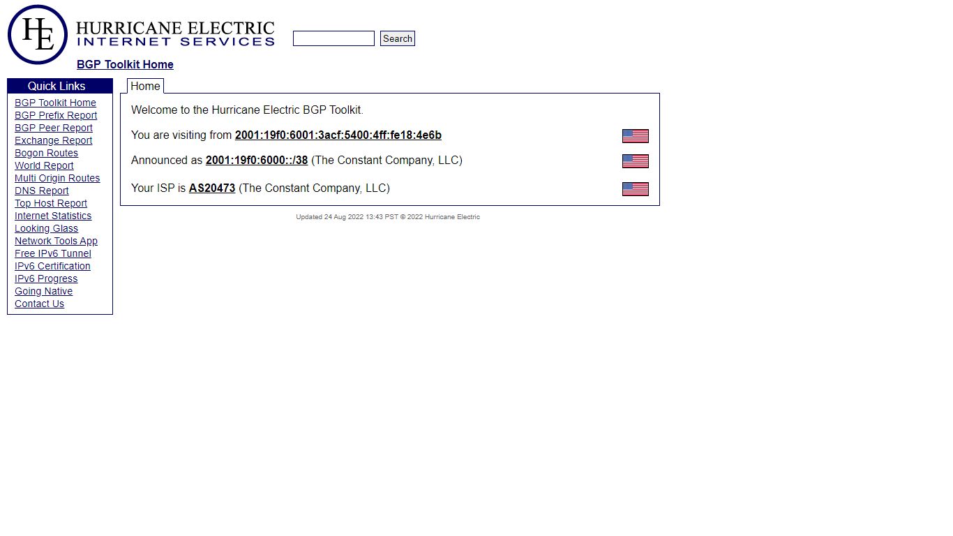 Hurricane Electric BGP Toolkit